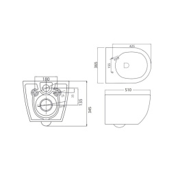 Комплект 4 в 1 Унитаз подвесной Cezares STYLUS-TOR CZR-6601-TH-TOR+ Система инсталляции