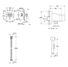 Гигиенический душ со смесителем Grohe BauClassic 124434