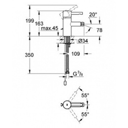 Grohe Essence 33623000 Смеситель однорычажный для биде, цепочка