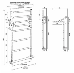 Фото Полотенцесушитель электрический Margaroli Sereno 583-8 BOX 475мм с полкой, 5834708GOPB, золото