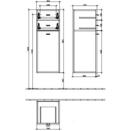 Шкафчик навесной 9717N1BM VILLEROY&BOCH Central Line, 350 x 960 x 370 мм