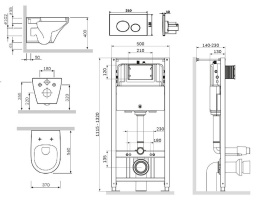 Инсталляция + унитаз + клавиша Am.Pm Inspire (IS49051.501700) синий