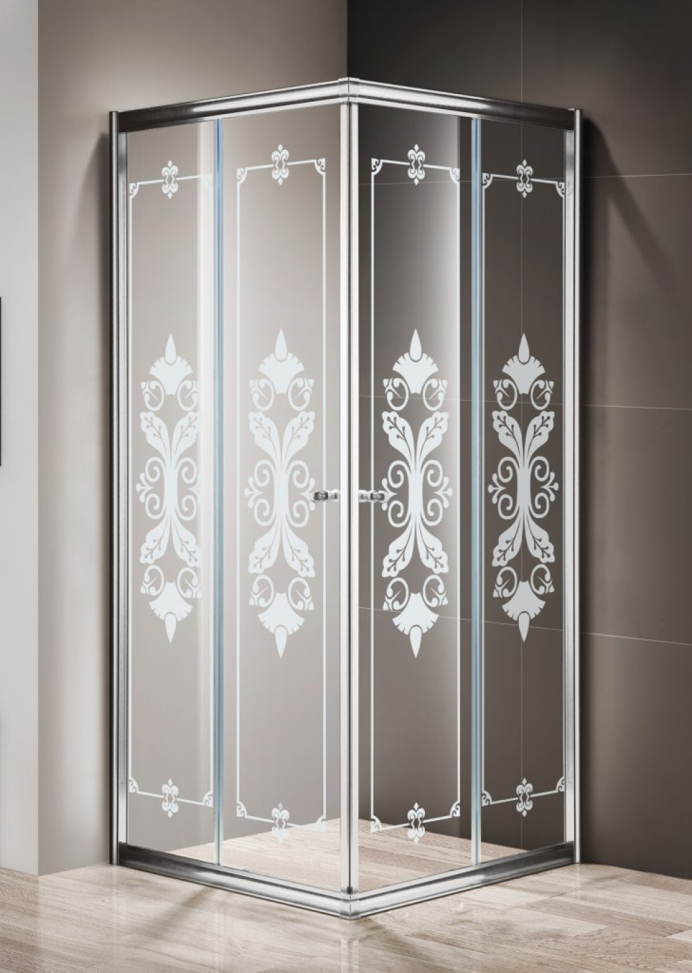 Фото Душевой уголок Cezares GIUBILEO-A-2-80-SCORREVOLE-CP-Cr, 80 х 80 х 195 см, стекло узорчатое