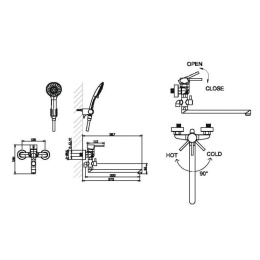 Смеситель для ванны длинный излив Bravat Slim (F6332366CP-01L-RUS)