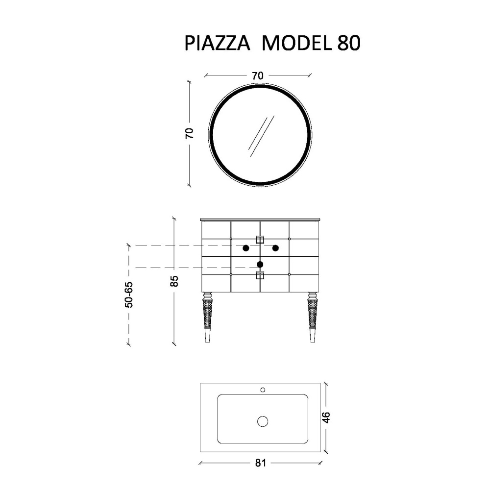 Armadi Art 841-080-WG Тумба Piazza 80 белая + Золото
