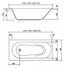 Фото Акриловая ванна 150x70 Vidima (B155101), Гидромассаж: нет