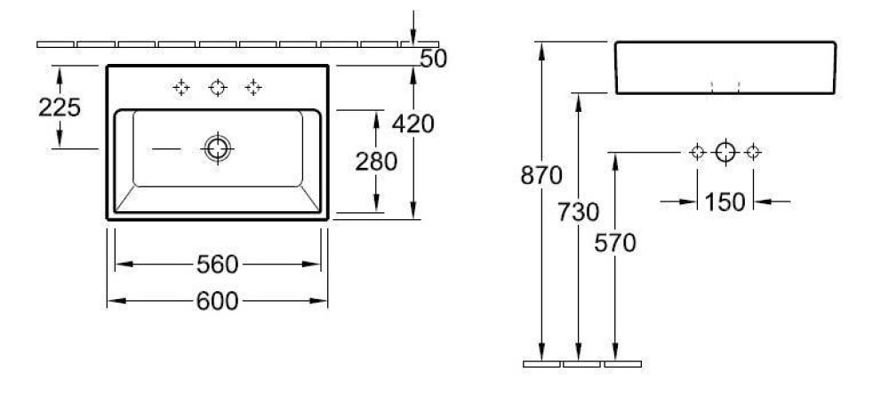 Раковина 513560R2 VILLEROY&BOCH Memento, 600х420 мм