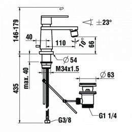 Смеситель Laufen New Classic 3.4185.1.004.111.1 для биде