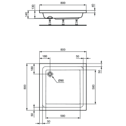 Душевой поддон 80X80X13 см Ideal Standard HOTLINE K276401
