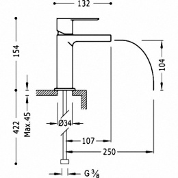 Фото Tres Loft Colors 20011001AMD Смеситель для раковины (янтарный, хром)
