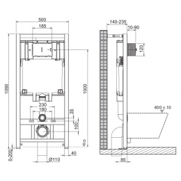 Комплект 4 в 1 Унитаз подвесной Cezares STYLUS-TOR CZR-6601-TH-TOR + Система инсталляции