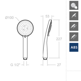 Фото Душевая лейка 100 мм RamonSoler HYDROTHERAPY 5840T3 Хром