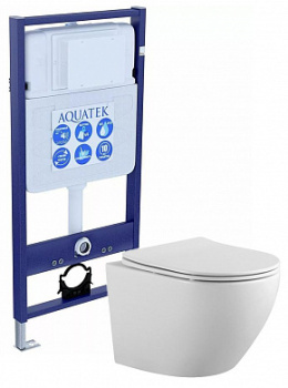 Унитаз с инсталляцией Aquatek Европа (SET AQUATEK ЕВРОПА), цвет синий
