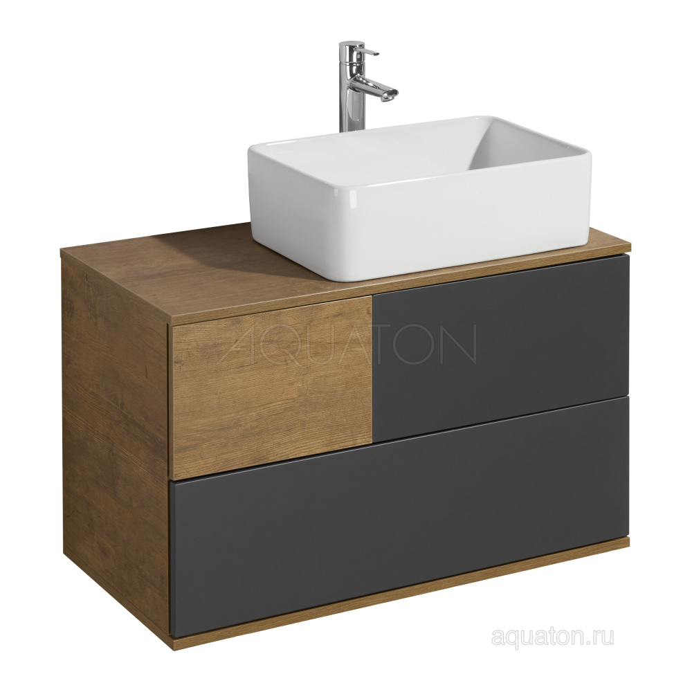 Фото Тумба под раковину Aquaton Терра 85 дуб кантри, антрацит 1A247201TEKA0