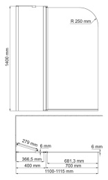 Фото Стеклянная шторка WasserKraft Leine 35P02-110 для душа, распашная, двустворчатая