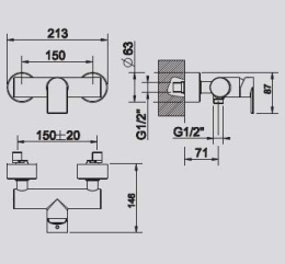 Фото Смеситель для душа Gessi Via Manzoni (38631#031) хром