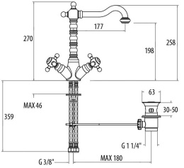 Фото Смеситель для раковины высокий 1230012V0br Vivaldi GATTONI