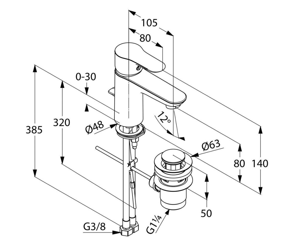 Смеситель для раковины Kludi Objekta (322350575) хром