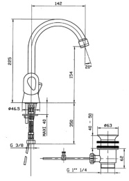Фото Смеситель Jacob Delafon Galeo E72920-CP для раковины с донным клапаном