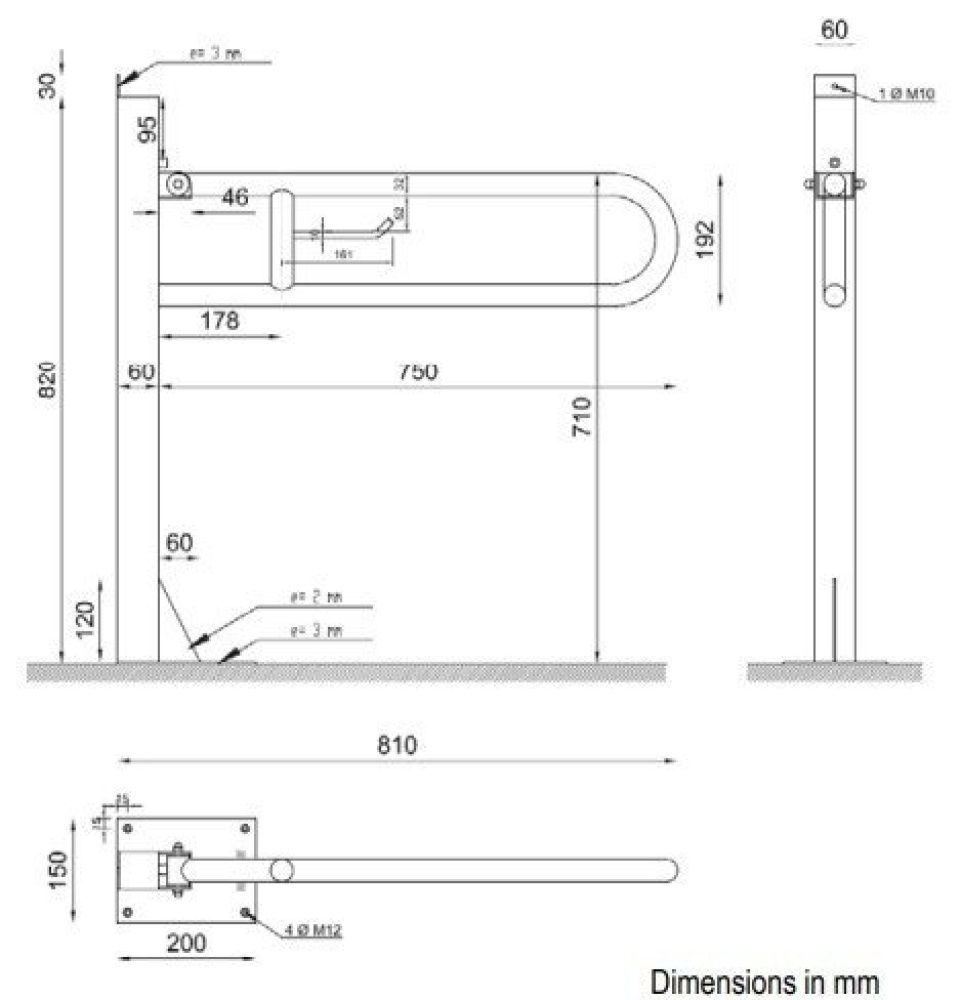 Фото Усиленный поручень откидной Nofer 15064. S