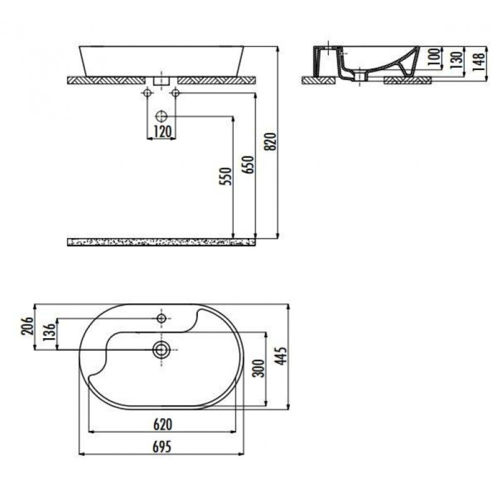 Фото Раковина мебельная Creavit TP172-00CB00E-0000 накладная