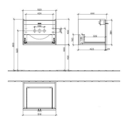 Тумба под раковину 9872N1BM VILLEROY&BOCH Central Line, 520 x 400 x 445 мм