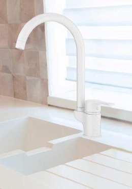 Фото Смеситель GPD Atros MTE65-BG, для кухонной мойки, белый гранит