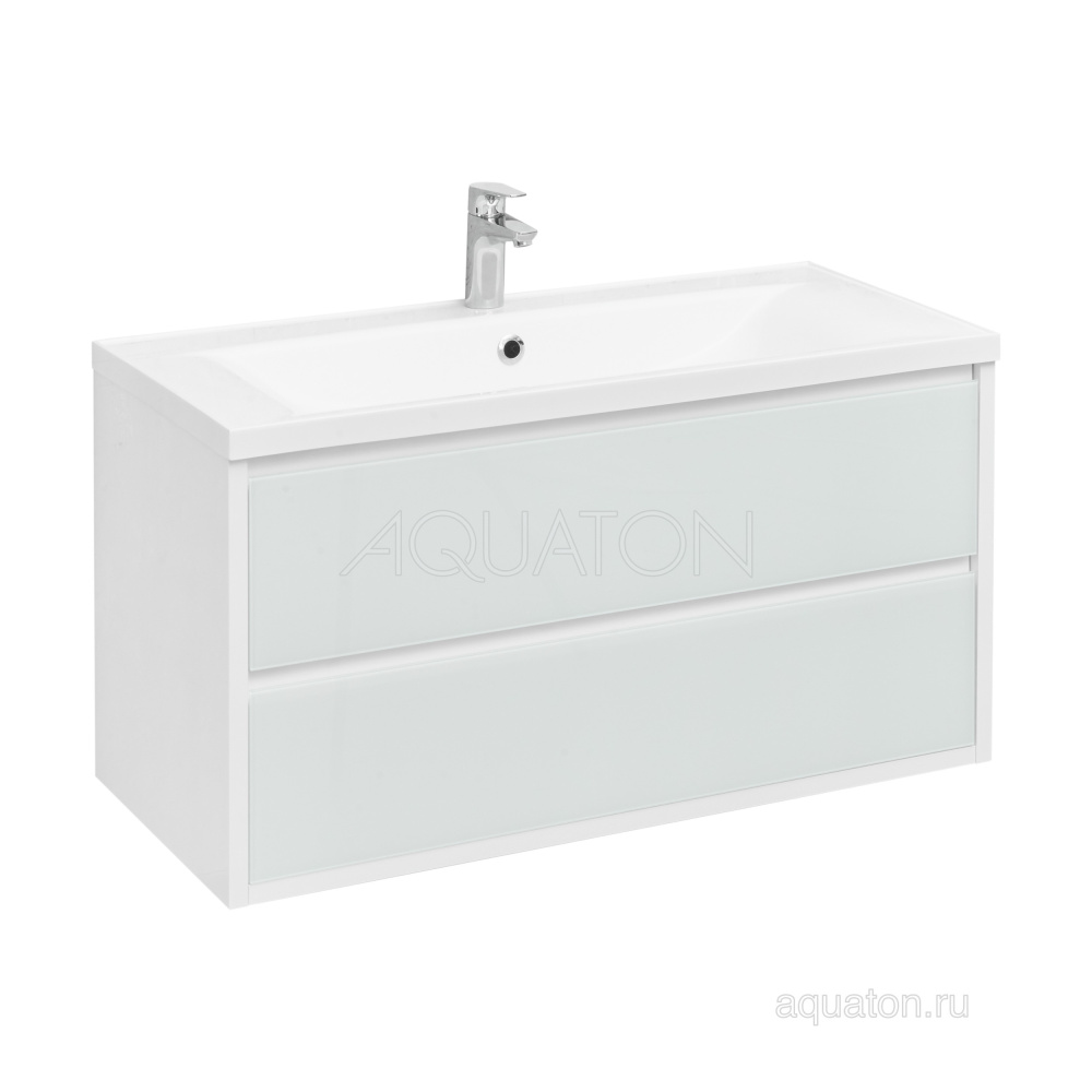 Тумба под раковину Aquaton Римини 100 белый глянец 1A232801RN010 NEW