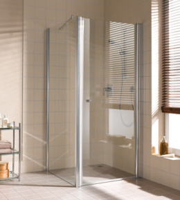 KERMI Atea Душевой угол 1WR+TWD 900x900хH1850, серебро, прозрачное стекло