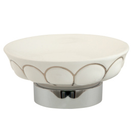 Фото Migliore Olivia 17540 Mыльница настольная, керамика белая с декором платина, хром