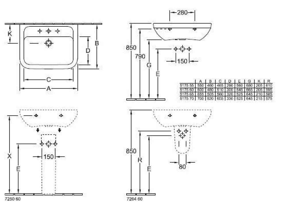Фото Раковина 55 см Villeroy&Boch Omnia Architectura (517555R1) альпийский белый