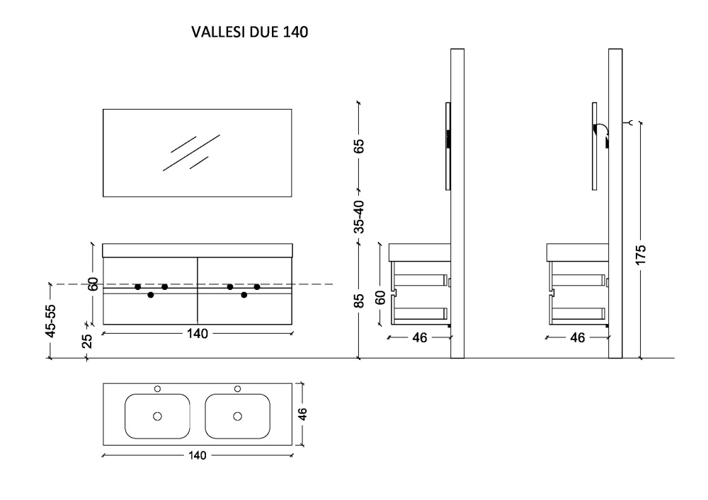 Armadi Art Vallessi 837-140-D Тумба без раковины Vallessi 140*46cm DARK OAK 4 полки