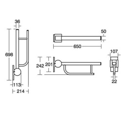 Складной опорный поручень S6361AC Ideal Standard CONTOUR 21 (белый)