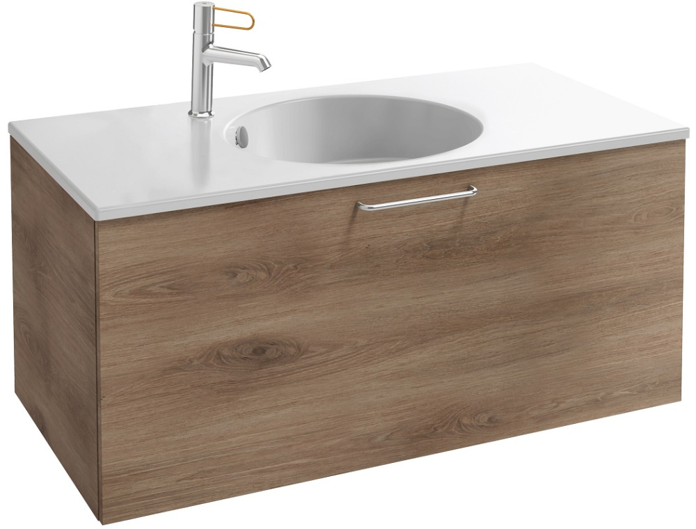 Тумба под раковину Jacob Delafon Odeon Rive Gauche 90 см, EB2513-RX-E10, цвет квебекский дуб, ручки 