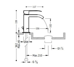 Фото Tres Cuadro 00610101D Смеситель для раковины