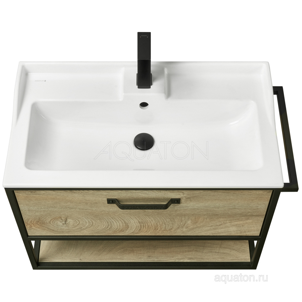 Фото Тумба под раковину Aquaton Лофт Фабрик 80 дуб эндгрейн 1A242401LTDU0
