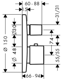 Фото Термостат 31573000 Hansgrohe для ванны Ecostat E