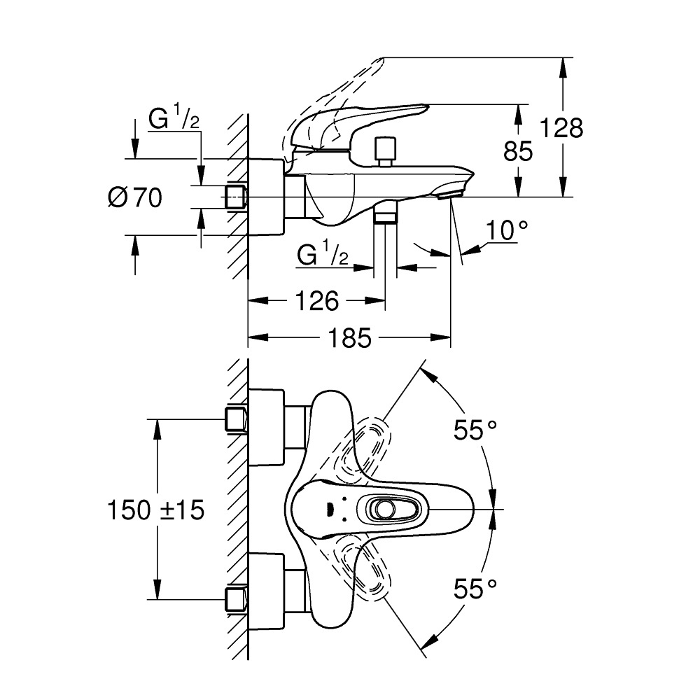 Смеситель для ванны Grohe Eurostyle 33591003