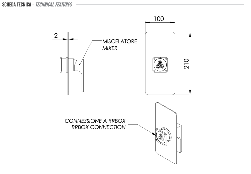 Фото Смеситель для душа Remer Absolute AU30KBNO, чёрный матовый
