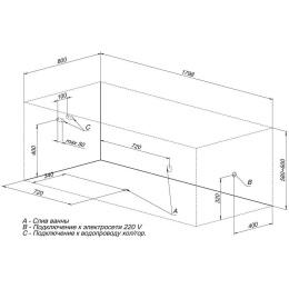 Акриловая ванна 180x80 Aquanet (00232987), прямоугольная