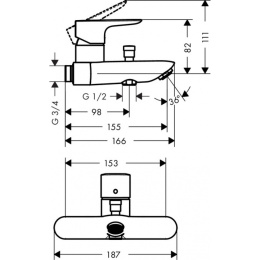 Смеситель Hansgrohe Talis E 71741000 для ванны