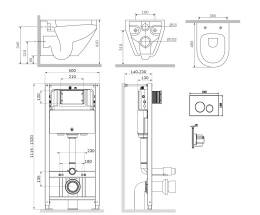 Комплект унитаза с инсталляцией AM.PM Spirit V2.0 FlashClean IS49051.701700 с сиденьем Микролифт и к