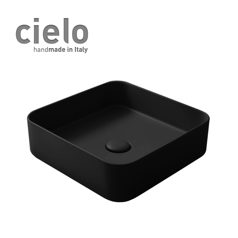 Ceramica CIELO Shui Comfort SHCOLAQ40 N - Раковина накладная на столешницу 40 * 40 см (чёрный глянце
