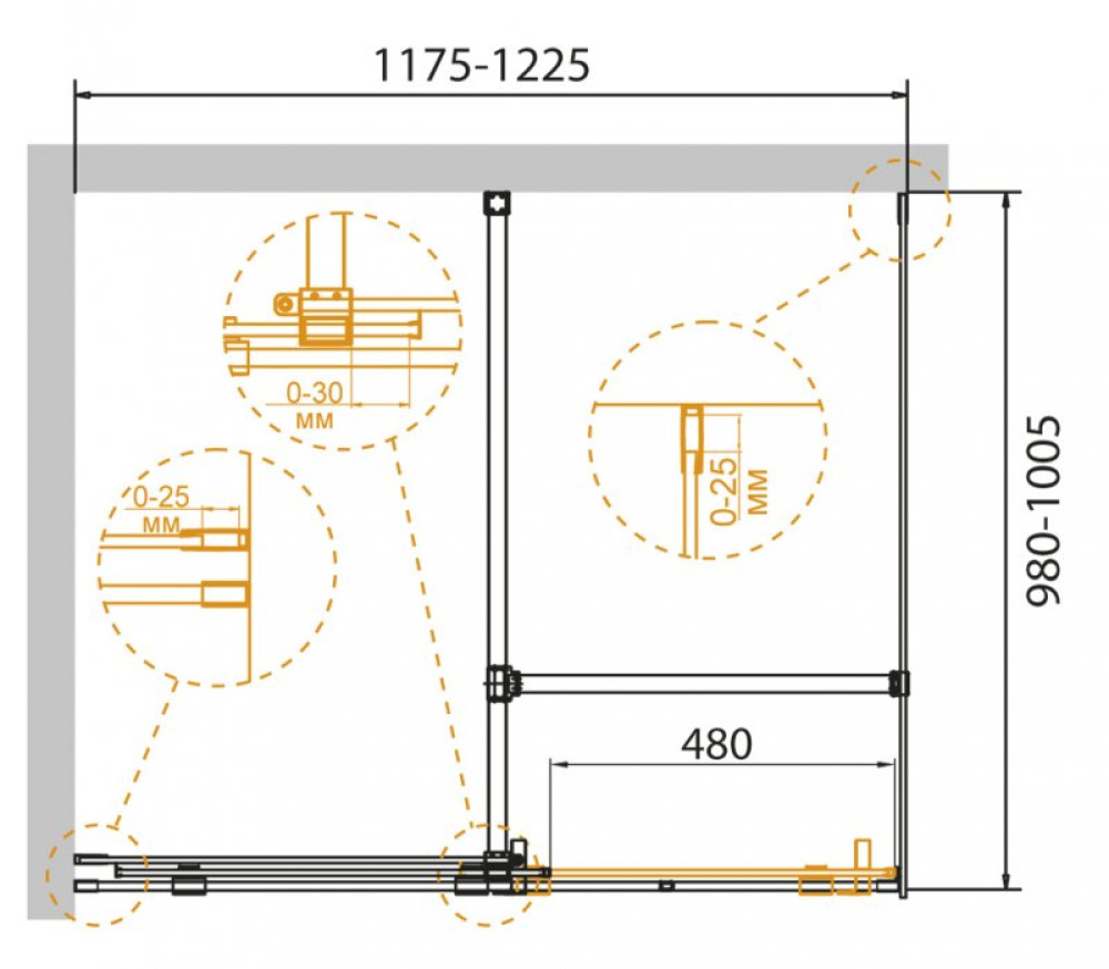 Душевой уголок Cezares Stream-AH-1-120/80-C-Cr 120 x 80 x 195 см без поддона