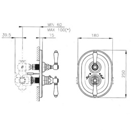 Смесители для душа Термостат Nicolazzi Termostatico Half Dome Crystal 4909CO93 хром/золото для душа