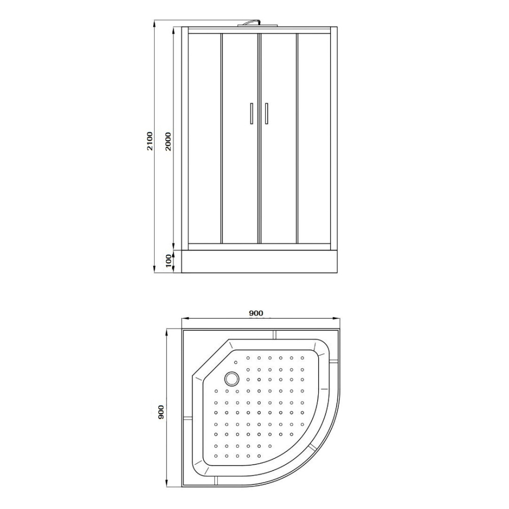 Душевая кабина 90x90x210 Parly (EC931) черный, Без гидромассажа, ABS-пластик, Поддон низкий