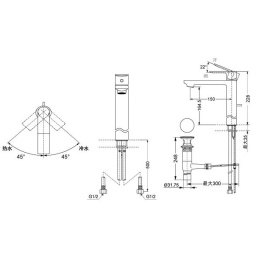 Фото Смеситель для раковины Toto MHDL 368-1 с донным клапаном