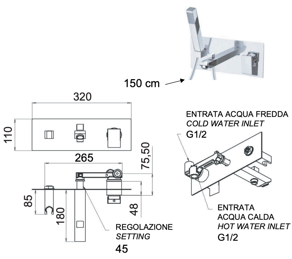 Фото Смеситель для ванны Remer Q-Design QD04