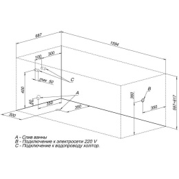 Акриловая ванна 160x70 Aquanet (00204054), прямоугольная