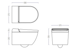 Подвесной умный безободковый унитаз GSI WClean 7418K11 с модулем электронного биде и сиденьем
